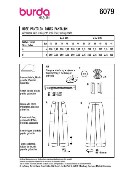 Molde de calça - Burda 6079