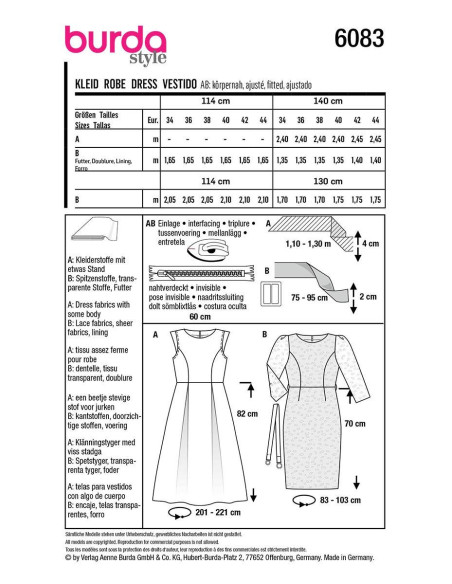 Molde de vestido - Burda 6083