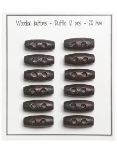 Conjunto de 12 botões de madeira escura tipo bastão 20 mm
