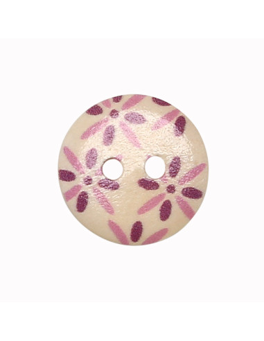 Conjunto de 8 botões de madeira 15 mm - Flores
