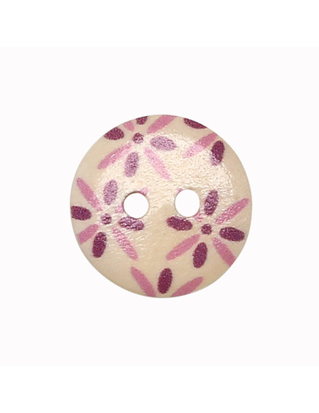 Conjunto de 8 botões de madeira 15 mm - Flores