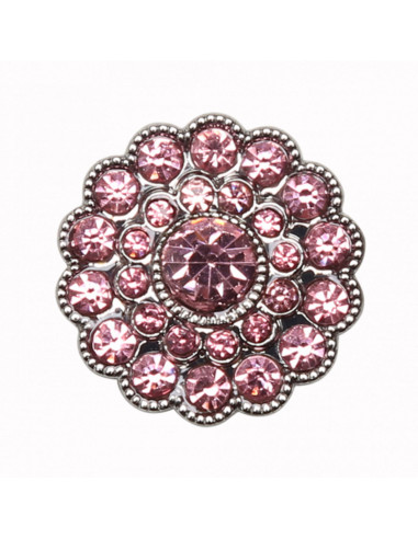 Conjunto de 4 botões Strass 17 mm - Rosa