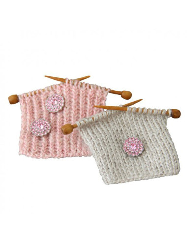 Conjunto de 4 botões Strass 17 mm - Rosa