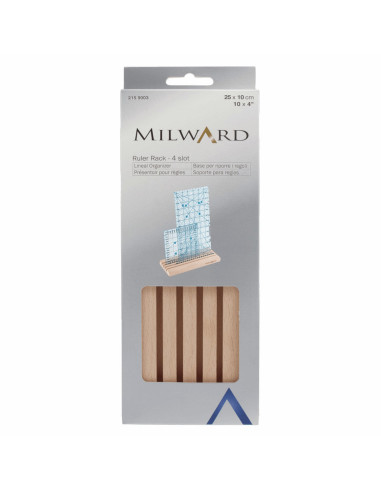 Caixa de madeira com 4 compartimentos para réguas de patchwork