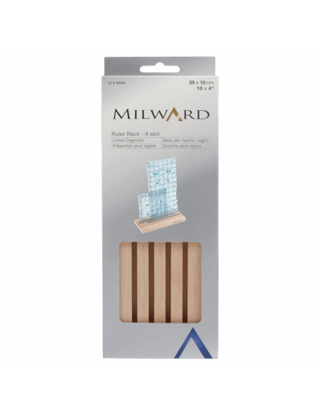Caixa de madeira com 4 compartimentos para réguas de patchwork