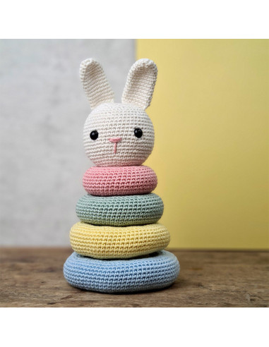 Kit de crochê - Brinquedo coelho empilhável