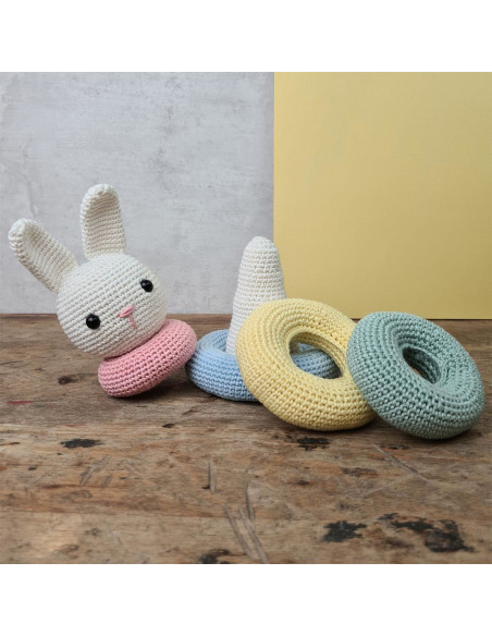 Kit de crochê - Brinquedo coelho empilhável