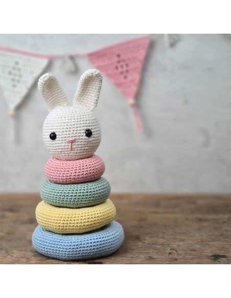 Kit de crochê - Brinquedo coelho empilhável