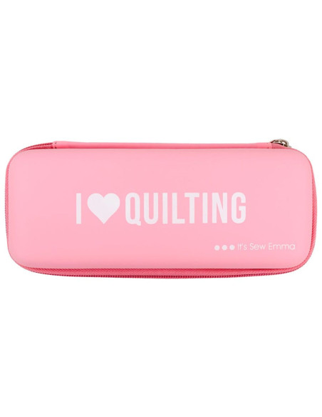 Estojo de armazenamento para cortador rotativo rosa - Eu amo quilting