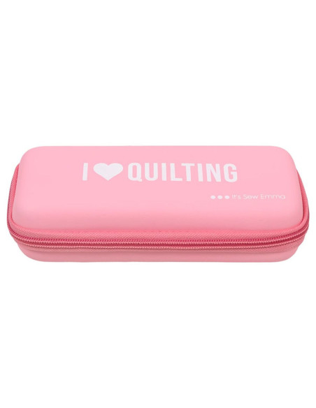 Estojo de armazenamento para cortador rotativo rosa - Eu amo quilting
