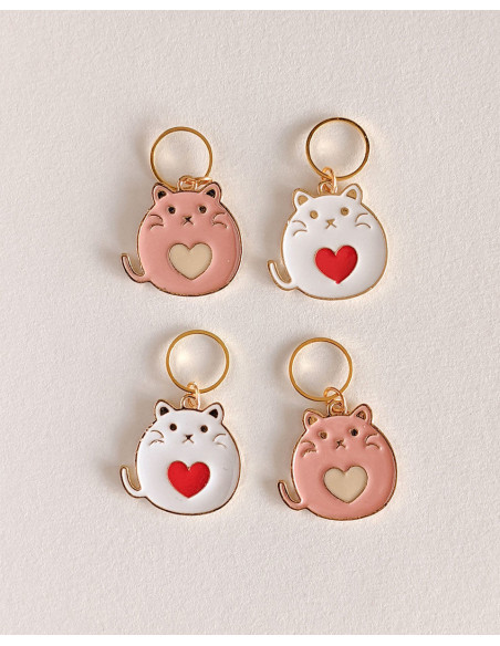 Conjunto de 4 marcadores de malha - Gatos corações