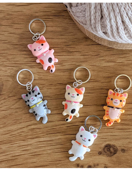 Conjunto de 5 marcadores de malha - Gatinhos