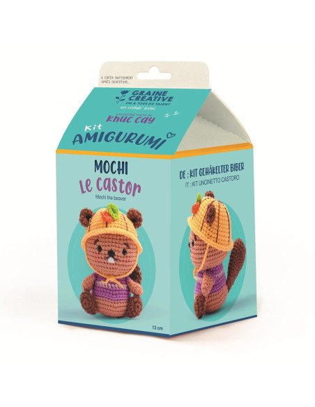 Kit de crochê amigurumi - Mochi o castor