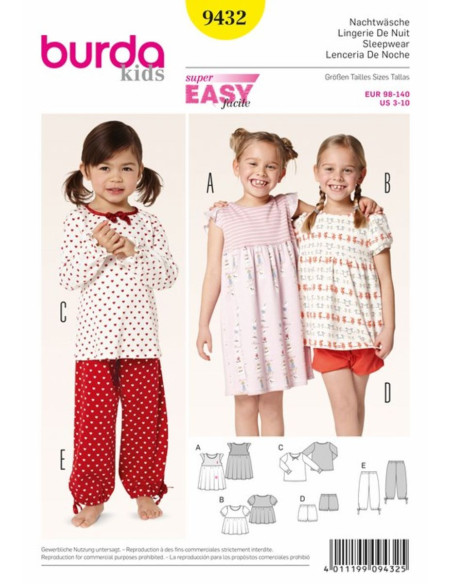 Padrão de lingerie de noite - Burda 9432