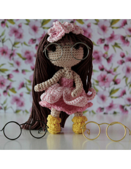 Conjunto de 5 pares de óculos para amigurumi 50 mm - Ouro