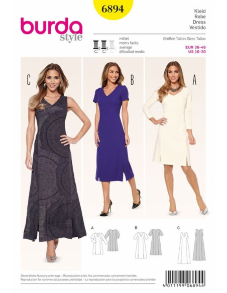 Molde de vestido - Burda 6894