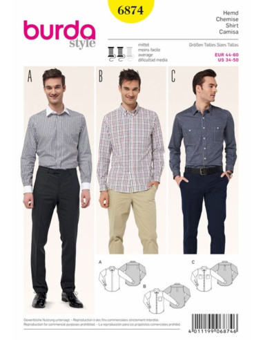 Molde de camisa - Burda 6874