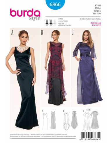 Molde de vestido - Burda 6866