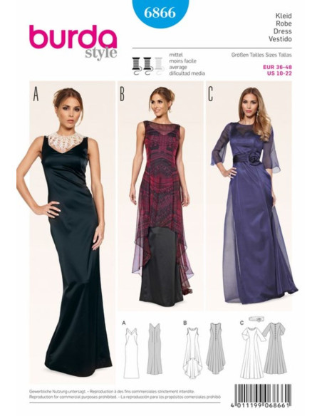Molde de vestido - Burda 6866