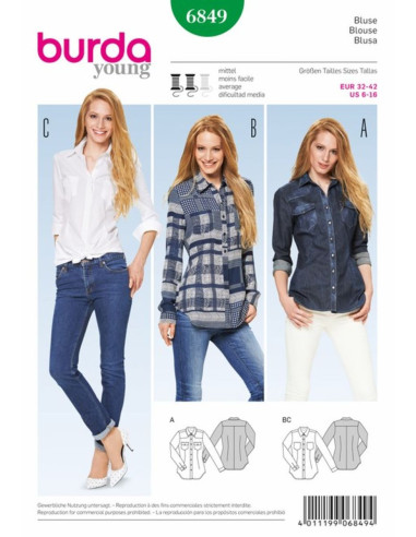 Molde de blusa - Burda 6849