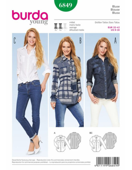 Molde de blusa - Burda 6849