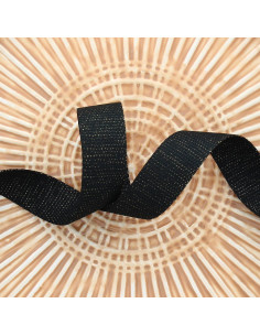 Correia de poliéster lurex com aparência de algodão - Preto e dourado