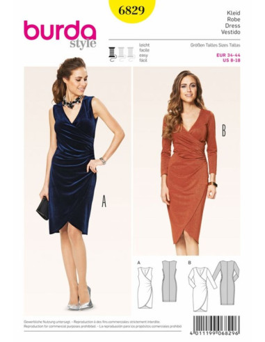 Molde de vestido - Burda 6829