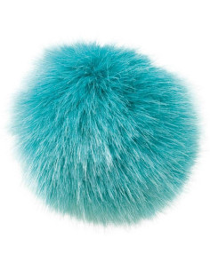 Pompom imitação de pele 10 cm - Azul petróleo