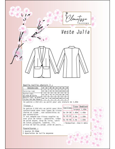 Padrão de casaco Julia - Clématisse Pattern