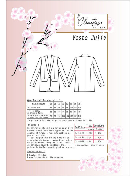 Padrão de casaco Julia - Clématisse Pattern