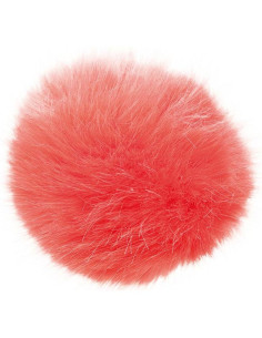 Pompom imitação de pele 10 cm - Coral