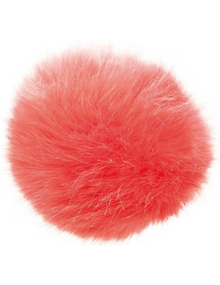 Pompom imitação de pele 10 cm - Coral