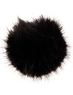 Pompom imitação de pele 10 cm - Preto