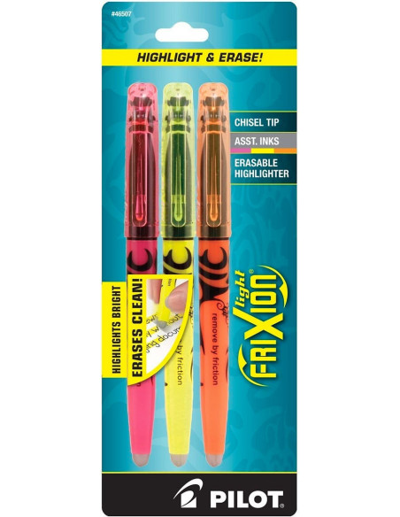 Conjunto de 3 marcadores apagáveis Pilot FriXion Light - Rosa, amarelo e laranja