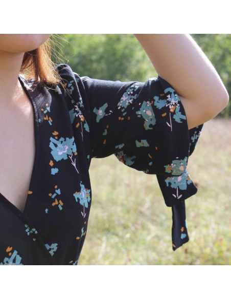 Tecido crepe de viscose Ocella preto alcaçuz - Églantine & Zoé