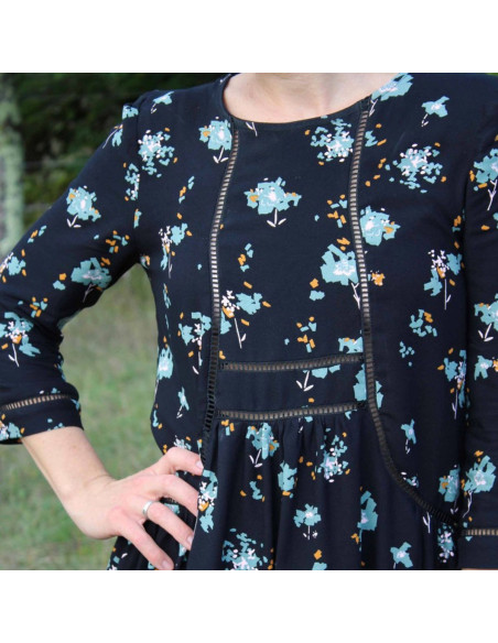 Tecido crepe de viscose Ocella preto alcaçuz - Églantine & Zoé