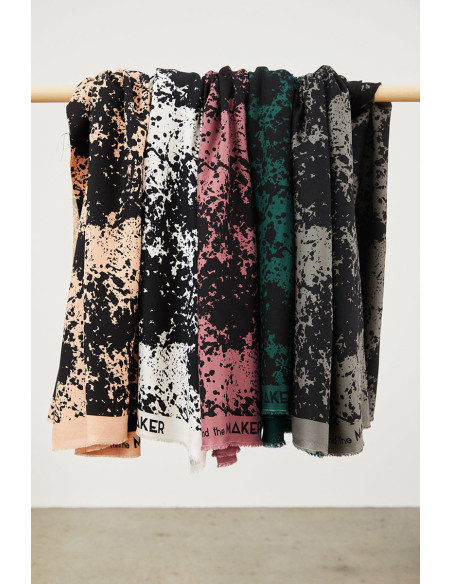 Tecido crepe de viscose Shadow Splash - Verde garrafa