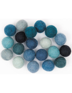 Bolas de feltro - Mistura azul