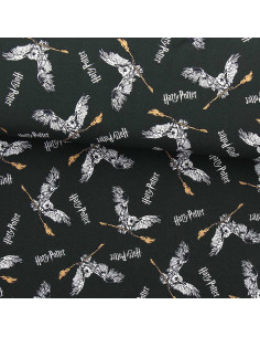 Tecido jersey Harry Potter - Coruja e vassoura