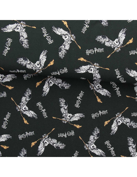 Tecido jersey Harry Potter - Coruja e vassoura