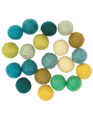 Bolas de feltro - Mistura verde
