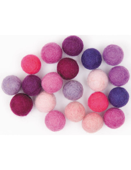 Bolas de feltro - Misto rosa e roxo