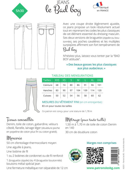 Patrão de jeans Le Bad Boy - Les BG