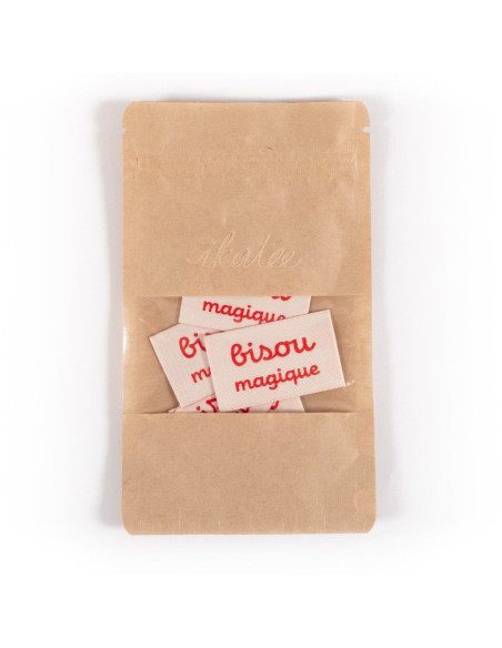 Conjunto de 5 etiquetas tecidas - Beijo Mágico