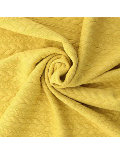 Tecido moletom trançado - Amarelo palha