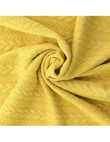 Tecido moletom trançado - Amarelo palha