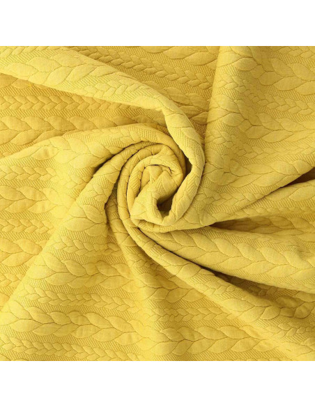 Tecido moletom trançado - Amarelo palha