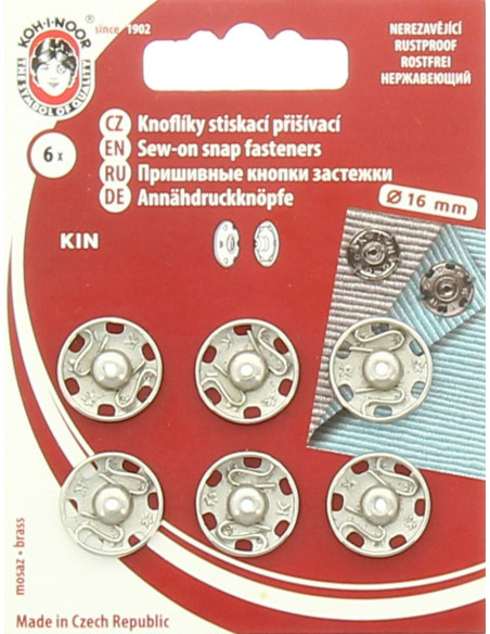 Botões de pressão de metal 16 mm - Prata