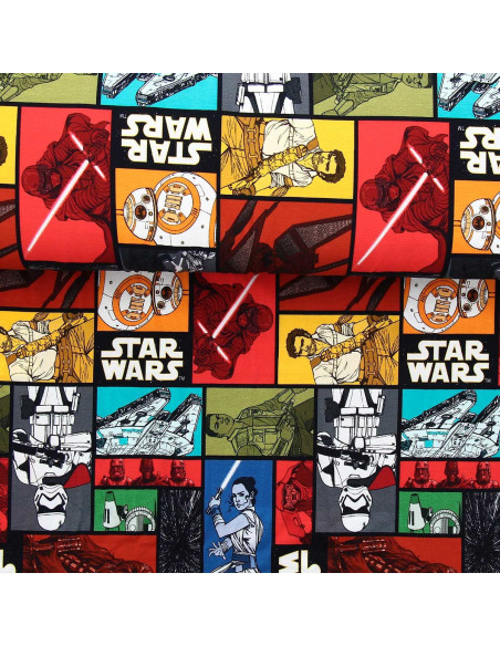Tecido jersey Star Wars - Personagens coloridos