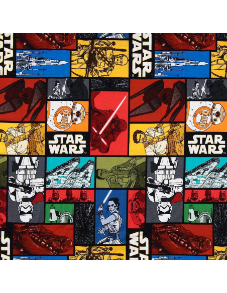 Tecido jersey Star Wars - Personagens coloridos